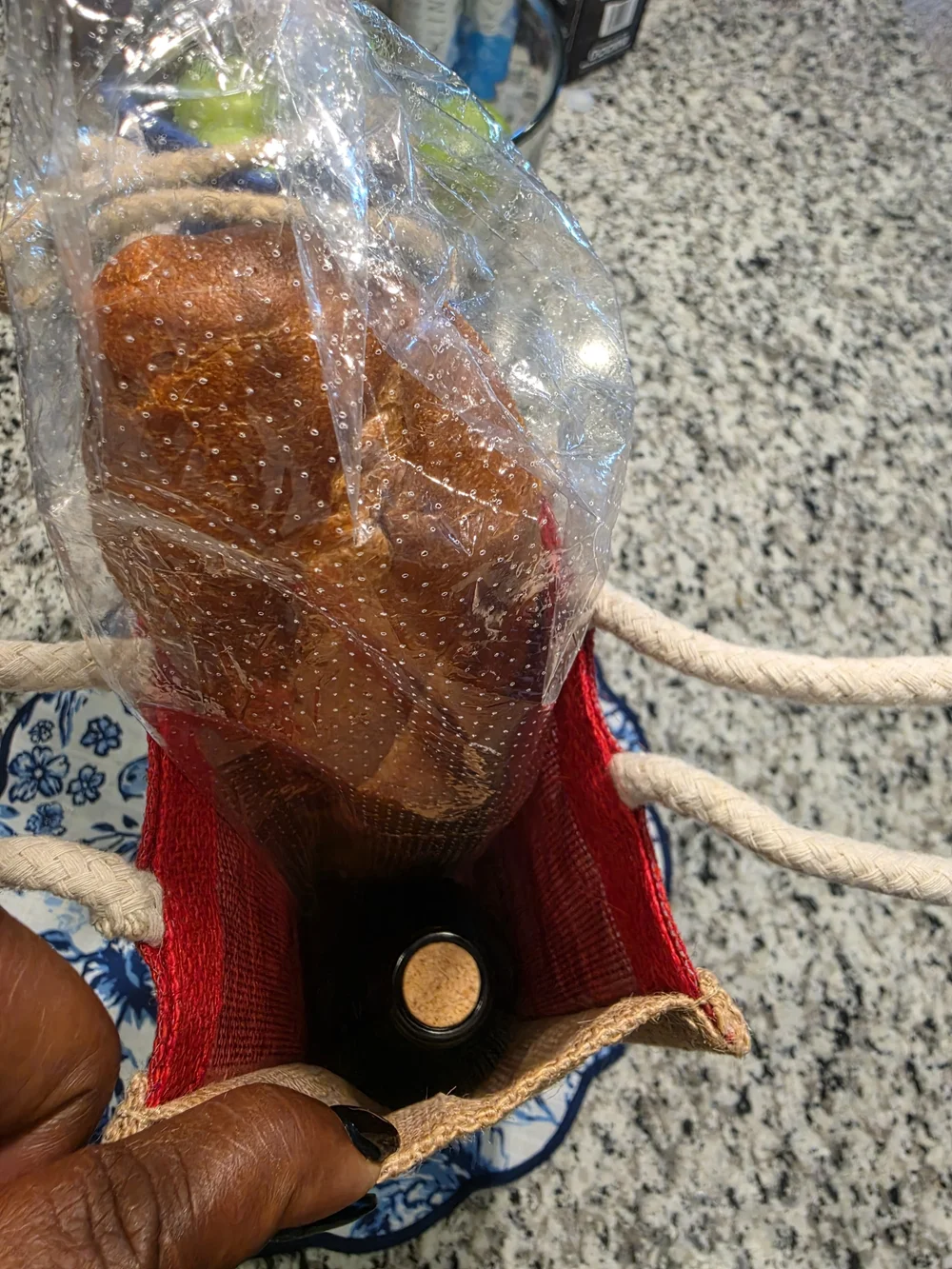 Handcrafted Red and Blue Jute Wine Bags - Stylish Home Accents